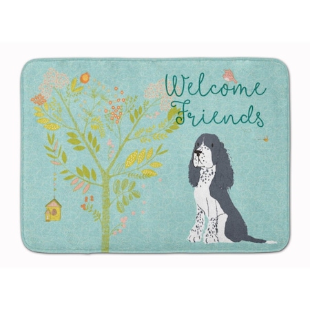 Carolines Treasures Welcome Friends Black Springer Spaniel Machine Washable Memory Foam Mat BB7621RUG